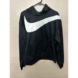Nike Dri Fit Large Black Hoodie Sweatshirt With‎ Swoosh
